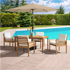 Set da pranzo da esterno Alaterre Furniture 6 pz, tavolo Okemo con ombrellone a inclinazione automatica da 3 m