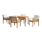 Set da pranzo da esterno Alaterre Furniture 6 pz, tavolo Okemo con ombrellone a inclinazione automatica da 3 m