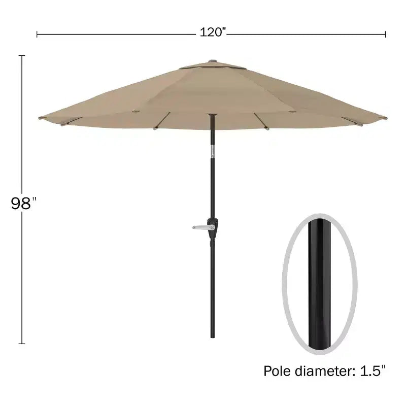 Set da pranzo da esterno Alaterre Furniture 6 pz, tavolo Okemo con ombrellone a inclinazione automatica da 3 m