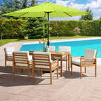 Set da pranzo da esterno Alaterre Furniture 8 pz, tavolo Okemo con ombrellone a inclinazione automatica da 3 m