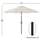 Set da pranzo da esterno Alaterre Furniture 8 pz, tavolo Okemo con ombrellone a inclinazione automatica da 3 m
