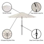 Set da pranzo da esterno Alaterre Furniture 8 pz, tavolo Okemo con ombrellone a inclinazione automatica da 3 m