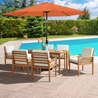 Set da pranzo da esterno Alaterre Furniture 8 pz, tavolo Okemo con ombrellone a inclinazione automatica da 3 m