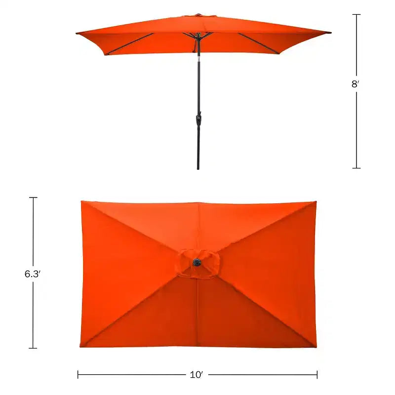 Set da pranzo da esterno Alaterre Furniture 6 pz, tavolo Okemo con ombrellone rettangolare da 10 piedi
