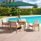 Set da pranzo da esterno Alaterre Furniture 6 pz, tavolo Okemo con ombrellone rettangolare da 10 piedi