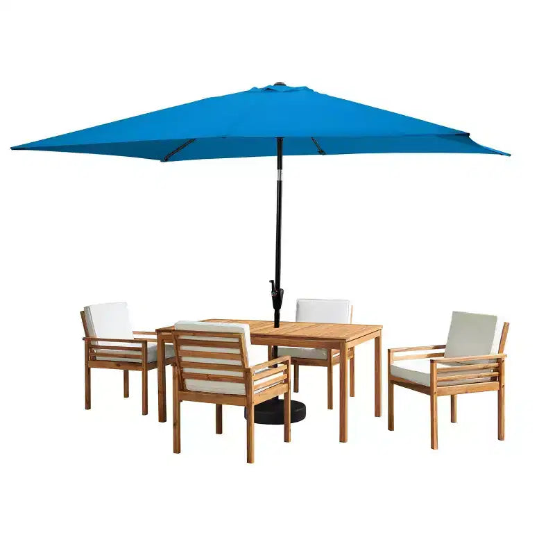 Set da pranzo da esterno Alaterre Furniture 6 pz, tavolo Okemo con ombrellone rettangolare da 10 piedi