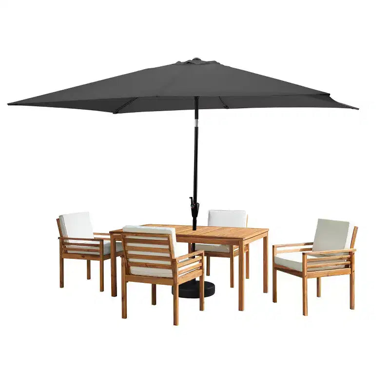Set da pranzo da esterno Alaterre Furniture 6 pz, tavolo Okemo con ombrellone rettangolare da 10 piedi
