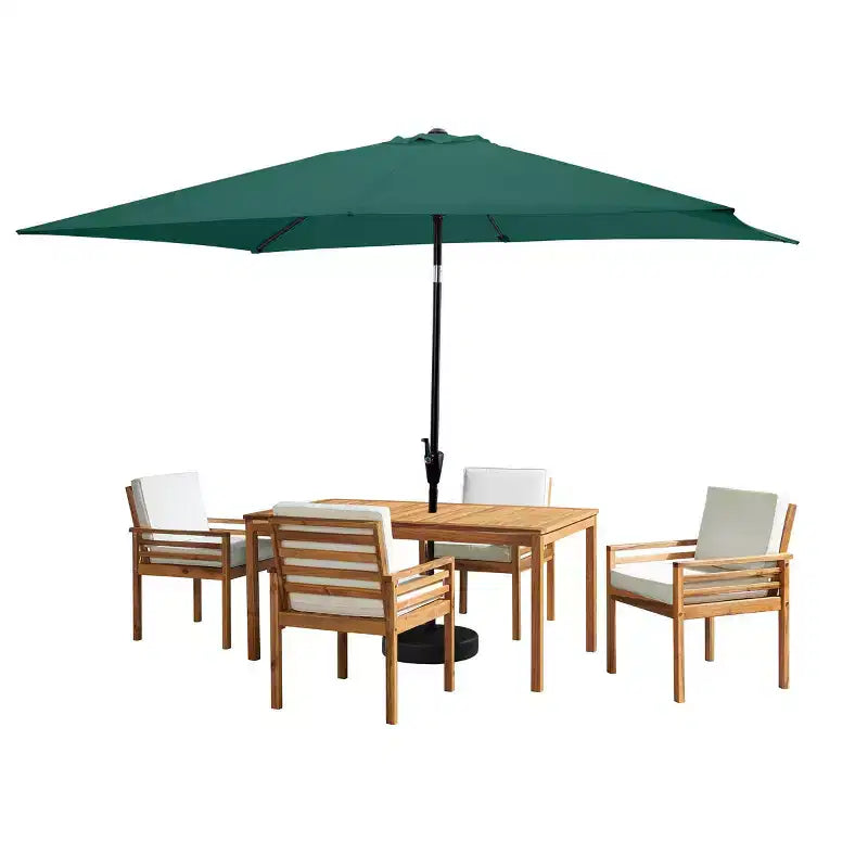 Set da pranzo da esterno Alaterre Furniture 6 pz, tavolo Okemo con ombrellone rettangolare da 10 piedi