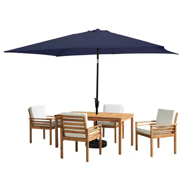 Set da pranzo da esterno Alaterre Furniture 6 pz, tavolo Okemo con ombrellone rettangolare da 10 piedi