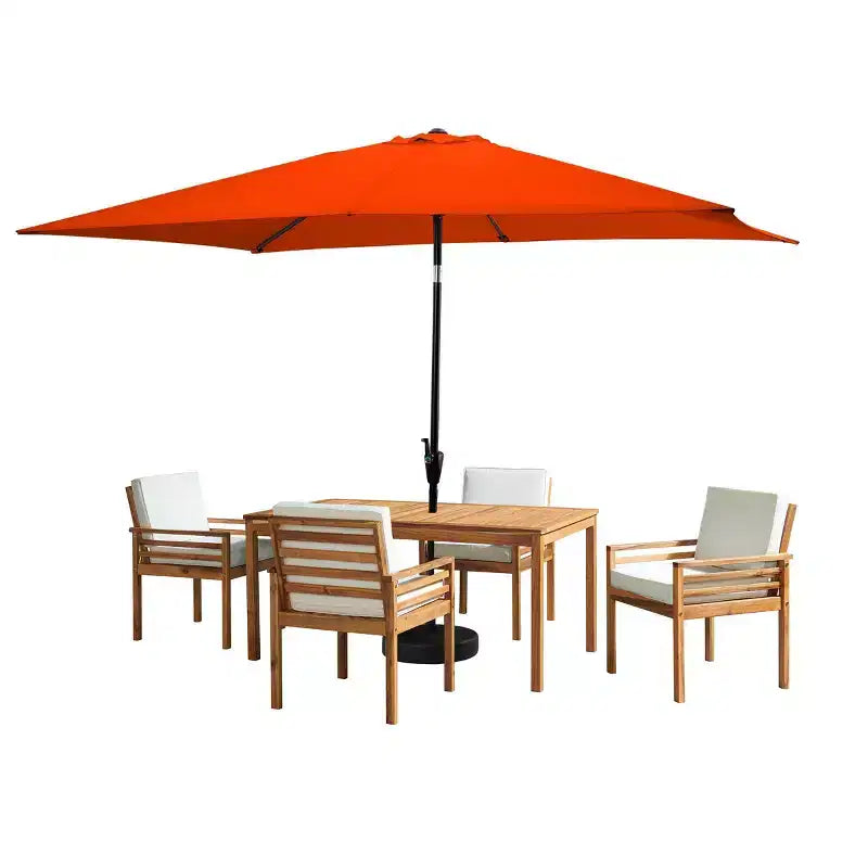 Set da pranzo da esterno Alaterre Furniture 6 pz, tavolo Okemo con ombrellone rettangolare da 10 piedi