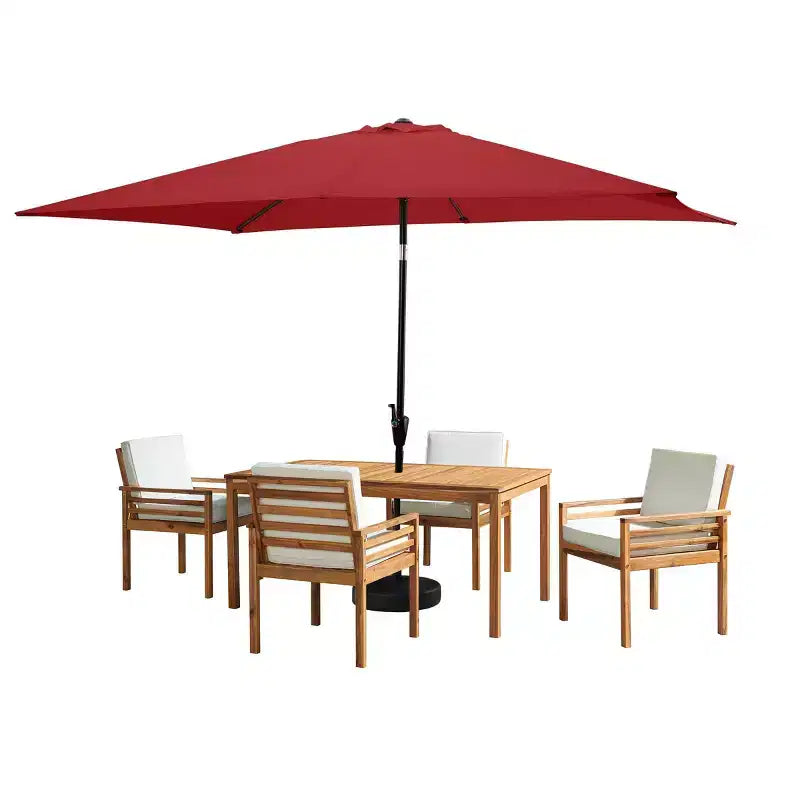 Set da pranzo da esterno Alaterre Furniture 6 pz, tavolo Okemo con ombrellone rettangolare da 10 piedi