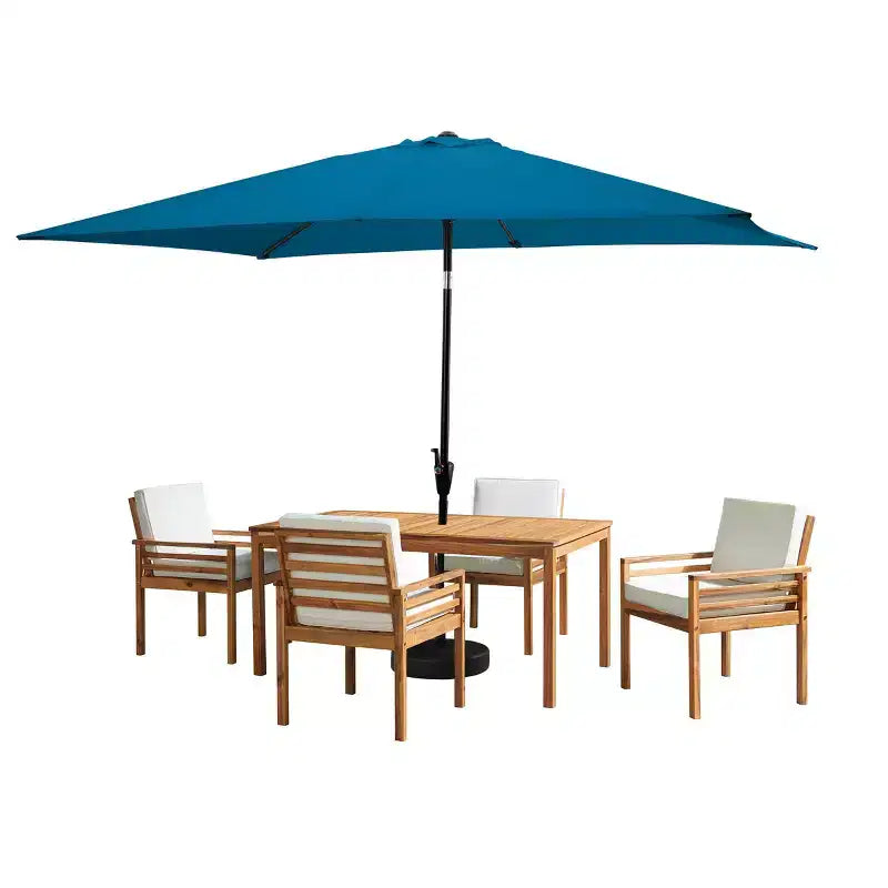 Set da pranzo da esterno Alaterre Furniture 6 pz, tavolo Okemo con ombrellone rettangolare da 10 piedi
