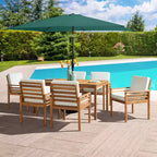 Set da pranzo da esterno Alaterre Furniture 8 pezzi, tavolo Okemo con ombrellone rettangolare da 3 m