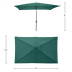 Set da pranzo da esterno Alaterre Furniture 8 pezzi, tavolo Okemo con ombrellone rettangolare da 3 m