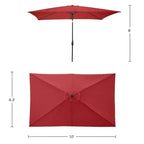 Set da pranzo da esterno Alaterre Furniture 8 pezzi, tavolo Okemo con ombrellone rettangolare da 3 m
