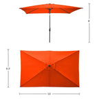 Set da pranzo da esterno Alaterre Furniture 8 pezzi, tavolo Okemo con ombrellone rettangolare da 3 m