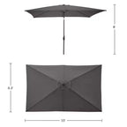 Set da pranzo da esterno Alaterre Furniture 8 pezzi, tavolo Okemo con ombrellone rettangolare da 3 m