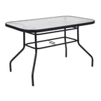 Set da pranzo da esterno 5 pezzi Emma e Oliver con tavolo da patio con ripiano in vetro temperato e 4 sedie impilabili in Textilene Flex Comfort
