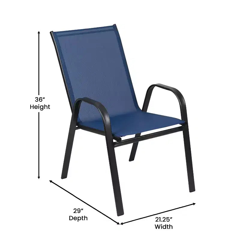 Set da pranzo da esterno 5 pezzi Emma e Oliver con tavolo da patio con ripiano in vetro temperato e 4 sedie impilabili in Textilene Flex Comfort