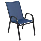 Set da pranzo da esterno 5 pezzi Emma e Oliver con tavolo da patio con ripiano in vetro temperato e 4 sedie impilabili in Textilene Flex Comfort