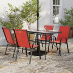 Merrick Lane Ensemble de salle à manger d'extérieur 5 pièces pour 4 avec table de patio en verre et 4 chaises empilables en matériau Flex Comfort