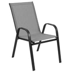 Merrick Lane Ensemble de salle à manger d'extérieur 5 pièces pour 4 avec table de patio en verre et 4 chaises empilables en matériau Flex Comfort