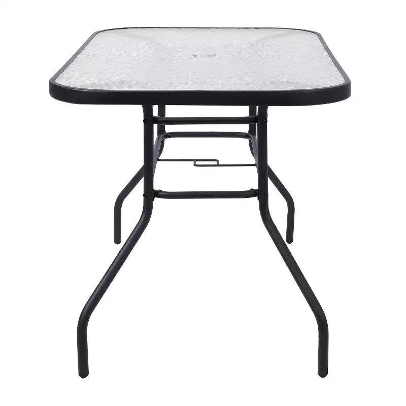 Set da pranzo da esterni Flash Furniture Brazos 5 pezzi di grado commerciale con tavolo da patio in vetro temperato e 4 sedie con sedute e schienali in materiale Flex Comfort