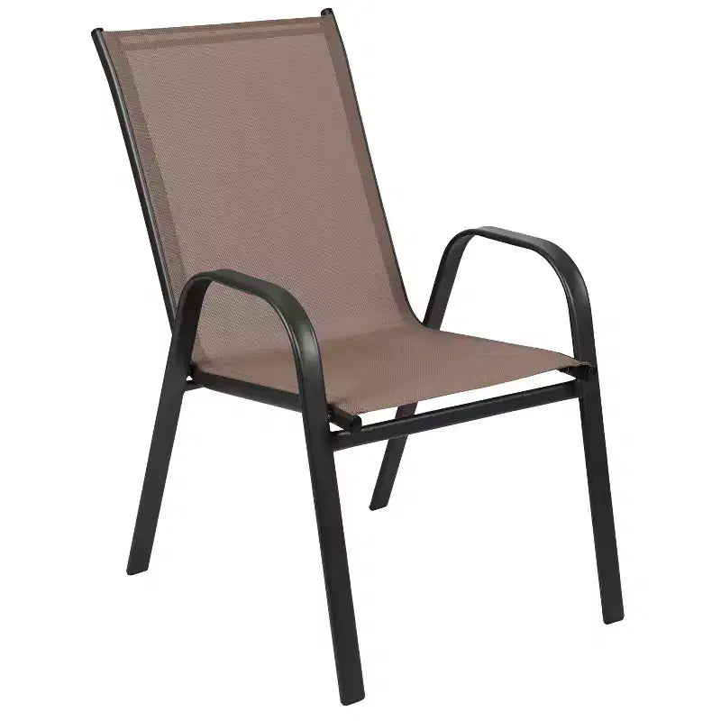 Set da pranzo da esterni Flash Furniture Brazos 5 pezzi di grado commerciale con tavolo da patio in vetro temperato e 4 sedie con sedute e schienali in materiale Flex Comfort