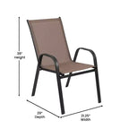 Set da pranzo da esterni Flash Furniture Brazos 5 pezzi di grado commerciale con tavolo da patio in vetro temperato e 4 sedie con sedute e schienali in materiale Flex Comfort