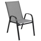 Set da pranzo da esterni Flash Furniture Brazos 5 pezzi di grado commerciale con tavolo da patio in vetro temperato e 4 sedie con sedute e schienali in materiale Flex Comfort