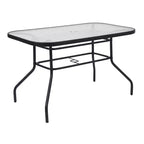 Set da pranzo da esterni Flash Furniture Brazos 5 pezzi di grado commerciale con tavolo da patio in vetro temperato e 4 sedie con sedute e schienali in materiale Flex Comfort