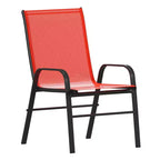 Set da pranzo da esterni Flash Furniture Brazos 5 pezzi di grado commerciale con tavolo da patio in vetro temperato e 4 sedie con sedute e schienali in materiale Flex Comfort