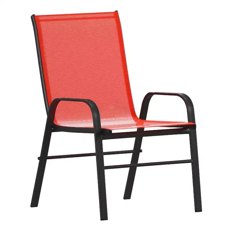 Set da pranzo da esterni Flash Furniture Brazos 5 pezzi di grado commerciale con tavolo da patio in vetro temperato e 4 sedie con sedute e schienali in materiale Flex Comfort