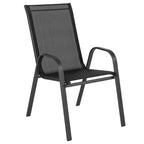Set da pranzo da esterni Flash Furniture Brazos 5 pezzi di grado commerciale con tavolo da patio in vetro temperato e 4 sedie con sedute e schienali in materiale Flex Comfort