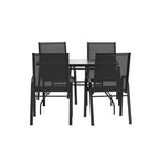 Flash Furniture Brazos 5 Piece Commercial Grade Patio Dining Set with Tempered Glass Patio Table and 4 Chairs with Flex Comfort Material Seats and Backs