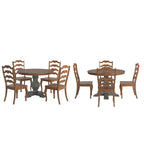 Ensemble de salle à manger Ronda 45 avec plateau rond en bois massif et chaises françaises à barreaux