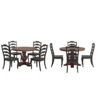 Ensemble de salle à manger Ronda 45 avec plateau rond en bois massif et chaises françaises à barreaux