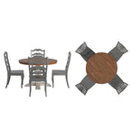 Ensemble de salle à manger Ronda 45 avec plateau rond en bois massif et chaises françaises à barreaux