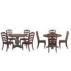 Ensemble de salle à manger Ronda 45 avec plateau rond en bois massif et chaises françaises à barreaux