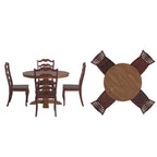 Ensemble de salle à manger Ronda 45 avec plateau rond en bois massif et chaises françaises à barreaux