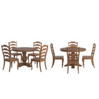 Ensemble de salle à manger Ronda 45 avec plateau rond en bois massif et chaises françaises à barreaux