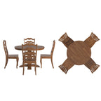 Ensemble de salle à manger Ronda 45 avec plateau rond en bois massif et chaises françaises à barreaux