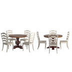 Ensemble de salle à manger Ronda 45 avec plateau rond en bois massif et chaises françaises à barreaux