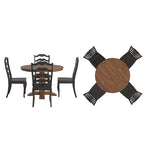 Ensemble de salle à manger Ronda 45 avec plateau rond en bois massif et chaises françaises à barreaux