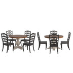 Ensemble de salle à manger Ronda 45 avec plateau rond en bois massif et chaises françaises à barreaux