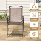 Ensemble de salle à manger Crestlive Products 6 pièces pour patio, 4 chaises pliantes, table carrée en verre trempé et parasol