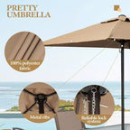 Ensemble de salle à manger Crestlive Products 6 pièces pour patio, 4 chaises pliantes, table carrée en verre trempé et parasol