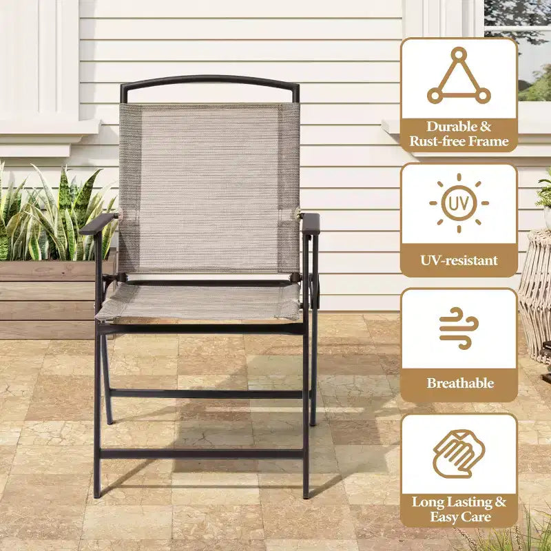 Ensemble de salle à manger Crestlive Products 6 pièces pour patio, 4 chaises pliantes, table carrée en verre trempé et parasol