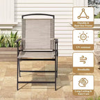 Ensemble de salle à manger Crestlive Products 6 pièces pour patio, 4 chaises pliantes, table carrée en verre trempé et parasol