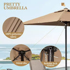 Ensemble de salle à manger Crestlive Products 6 pièces pour patio, 4 chaises pliantes, table carrée en verre trempé et parasol